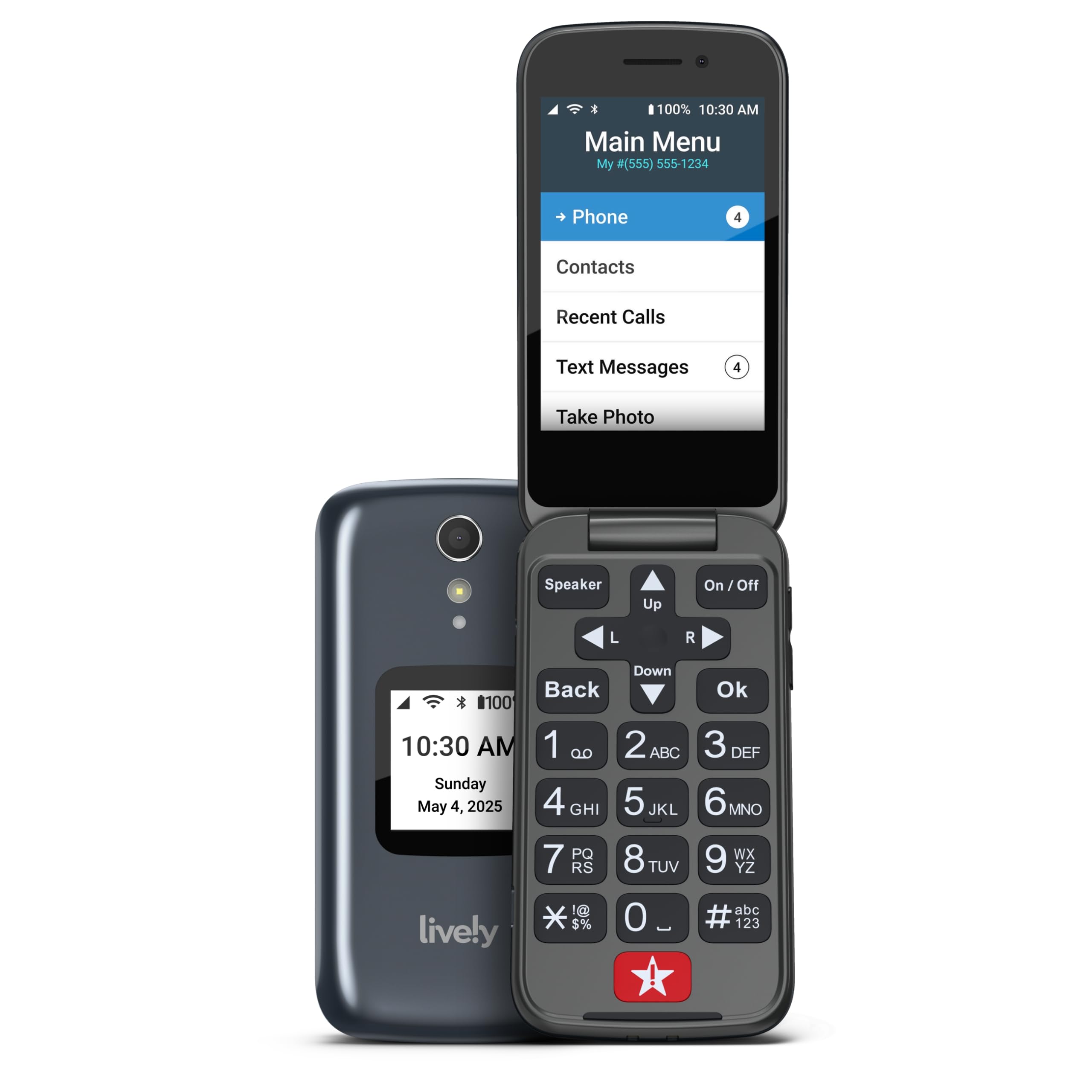 Lively Jitterbug Flip2 - Flip Cell Phone for Seniors - Not Compatible with Other Wireless Carriers- Must Be Activated Phone Plan- Graphite