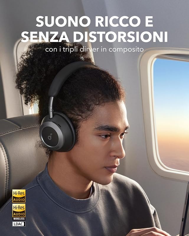 Space One Pro di Anker, Cuffie Bluetooth Over Ear, ANC Adattiva