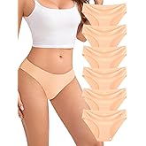 JUYINA Womens Underwear Seamless Bikini No Show Panties Soft Comfortable Stretchy Invisibles Briefs Low Rise Hipster 6 Pack