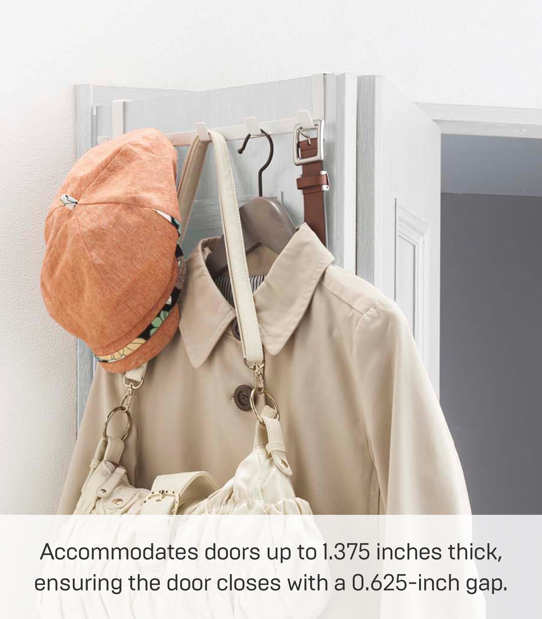 YAMAZAKI home Smart Wide Over the Door Rack, White