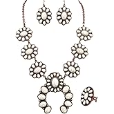 TOPACC Western Jewelry for Women White Turquoise Cowgirl Necklace with Boho Earings Set