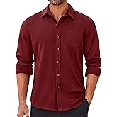 COOFANDY Mens Long Sleeve Wrinkle Free Shirts Casual Button Down Stretch Dress Shirt with Pocket