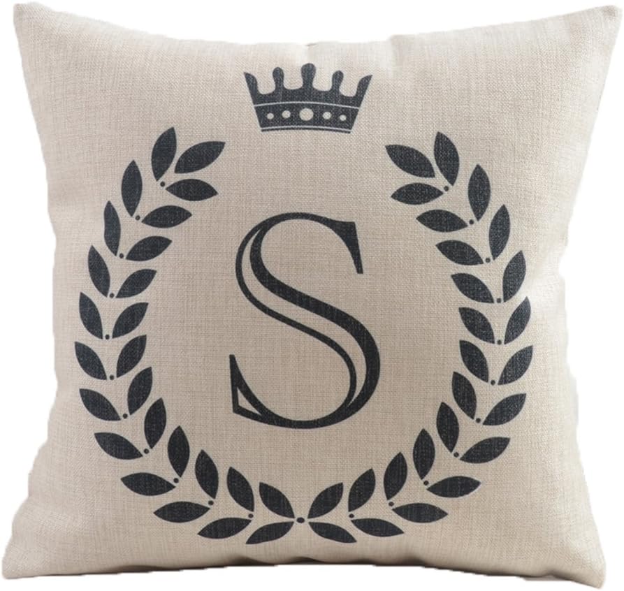 Vagasi Alphabet Series 26 Letters 18"X18" Cotton Linen Home Sofa Chair Car Bed Décor Throw Pillow Case Cushion Cover