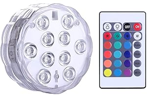 Qoolife Submersible LED Lights Remote Control Battery Powered, RGB Multi Color Changing Waterproof Light for Pool, Vase Base, Spa, Aquarium, Pond, Hot Tub, Decoration, Party, 1-Pack