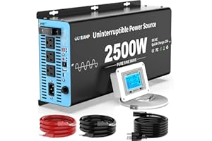 OLTEANP 2500W Sump Pump Battery Backup System, Pure Sine Wave Power Inverter with Charger, Backup System for Power Outage, LCD Screen Remote Controller, Automatic Switching for Grid and Battery