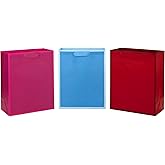 Hallmark Large Solid Color Gift Bags for Birthdays, Baby Showers, Holidays, and More (3 Pack)