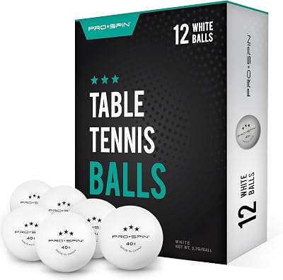 PRO-SPIN Ping Pong Balls 3-Star White 40+ Pack 12 ABS Training Balls