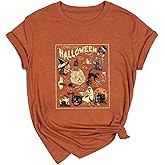 Yimoya Long Live Halloween T Shirts Womens Vintage Fall Pumpkin Skeleton Graphic Tees