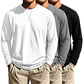 Neer 3 Pack Big and Tall Shirts for Men Long Sleeve Shirts Hipster Hip Hop Longline Crewneck T Shirt L-7XL Basic Tee Top