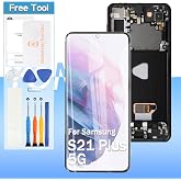 Screen Replacement for Samsung Galaxy S21 Plus 5G SM-G996B SM-G996U SM-G996W SM-G996N SM-G9960 6.7" OLED LCD Display Touch Digitizer Assembly with Tools(Black with Frame)