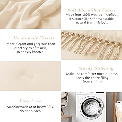 ALEISSEL Beige Comforter Set King Size, Ultra-Soft