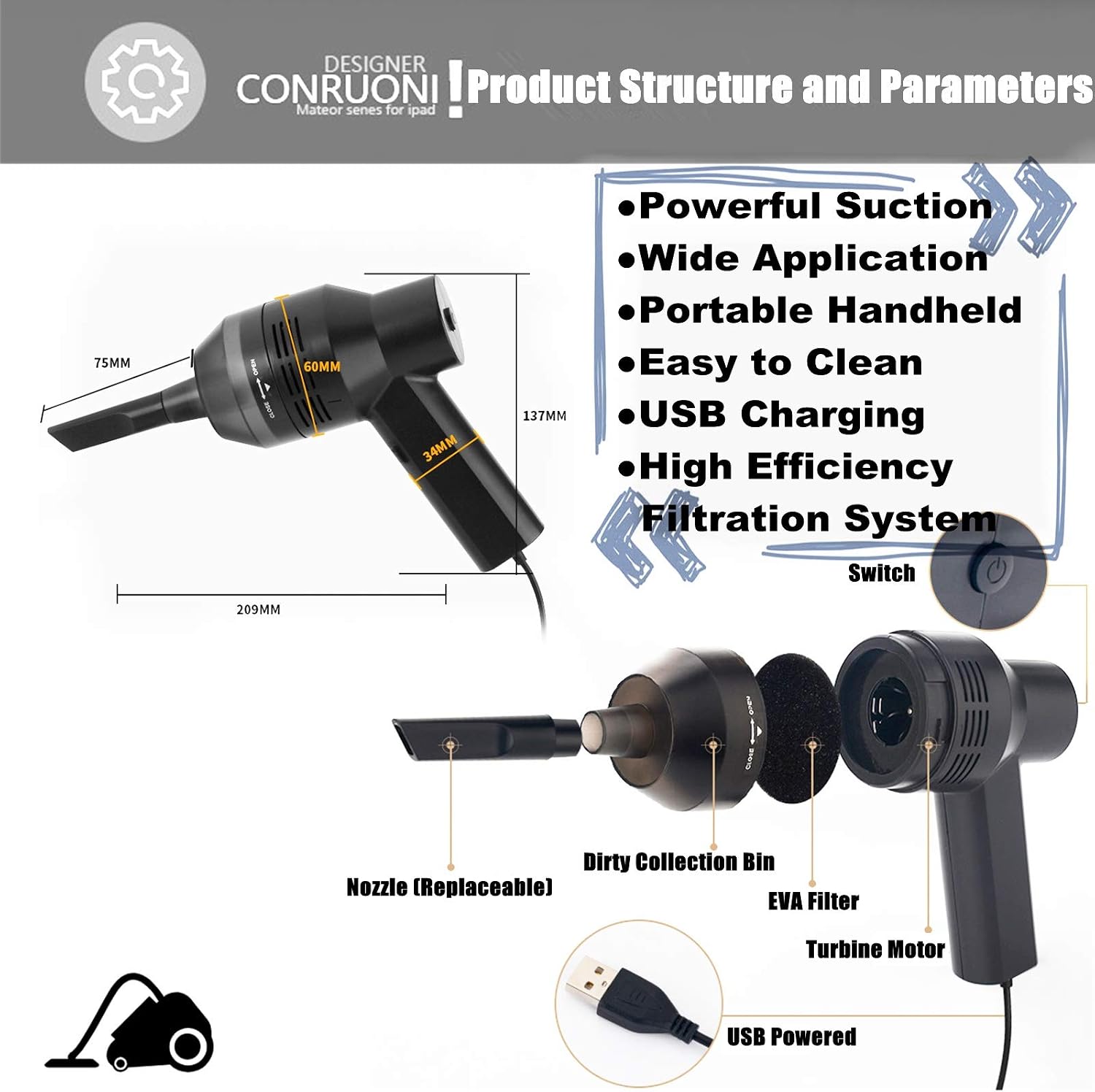 Sutinna USB Keyboard Vacuum Cleaner - Image 3