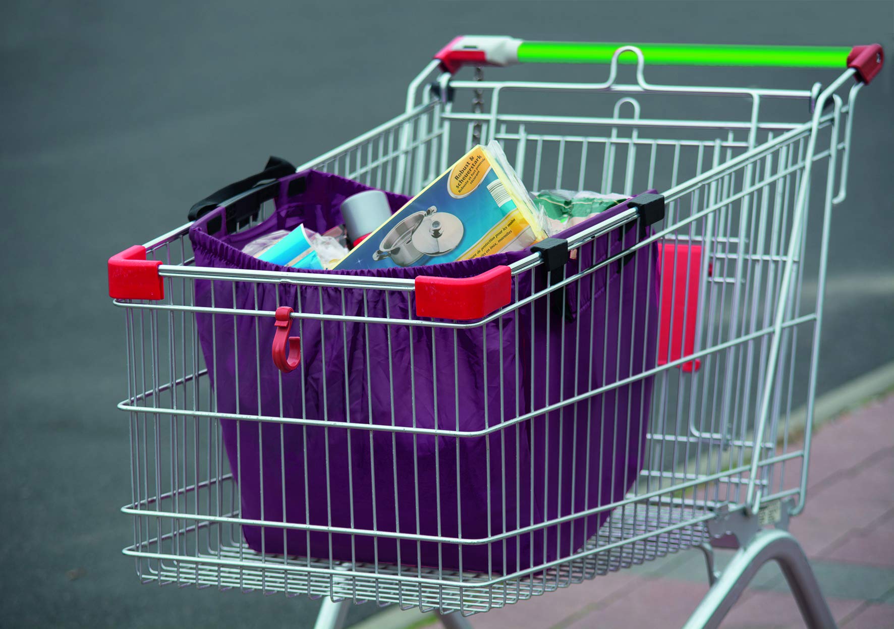 My Home Foldable Shopping Trolley Bag, Purple, Shopping Cart Bag, Rectangular, Polyester