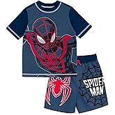 Marvel Raglan Rash Guard and Swim Trunks UPF 50+ Outfit Set Toddler to Big Kid Sizes (2T - 18-20)
