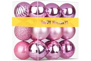 GAMEXCEL Bubblegun Pink 2.5" Christmas Balls Christmas Tree Decoration Ornaments Shatterproof Hanging Balls for Birthday Halloween Holiday Wedding Decorations Set of 18pcs