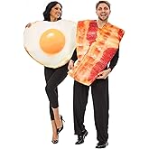 Funnlot 2PCS Couples Halloween Costumes for Adults Funny Fried Egg Bacon Couples Costumes Adult One Size