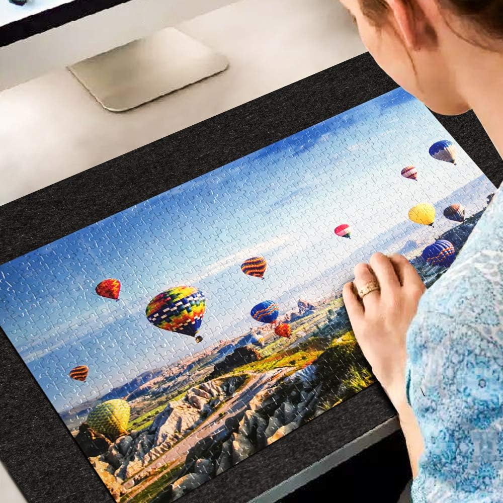 Rollable Jigsaw Puzzle Mat with Storage Bag, Store Puzzle for Next Play, Jigsaw Puzzle Roll Mat Board Up to 1500 Pieces Felt Mat Inflatable Tube, Inflator and Fasteners Strap(46.5 x 26.5 inch): Toys & Games