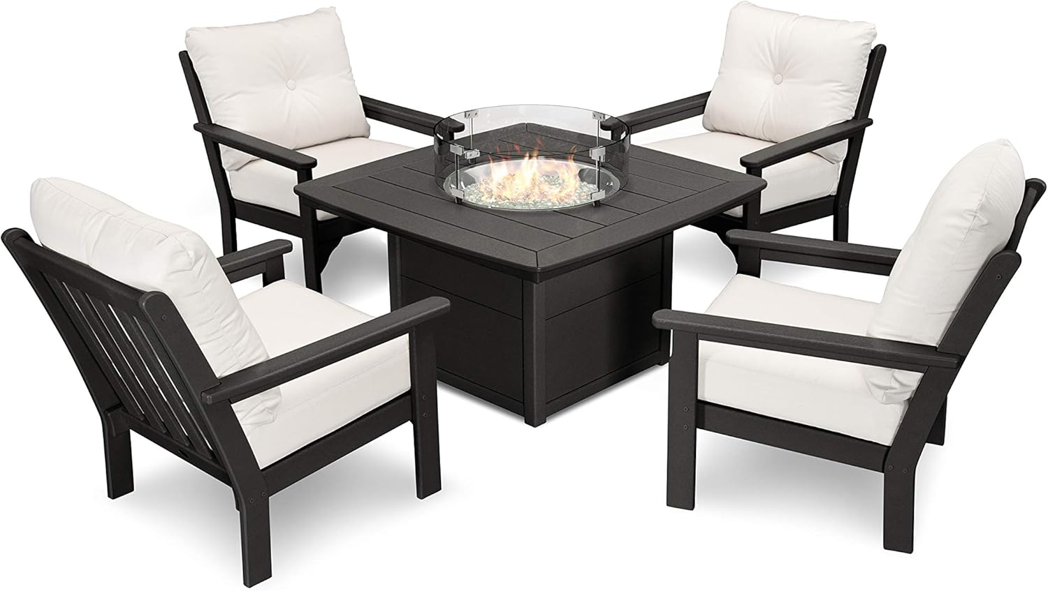 Amazon Com Polywood Vineyard 5 Piece Conversation Set With Fire
