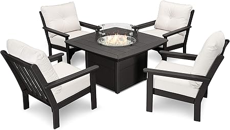 Amazon Com Polywood Vineyard 5 Piece Conversation Set With Fire