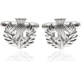 Alexander Castle Men's Cufflinks 925 Sterling Silver Scottish Thistle Cufflinks - Scottish Jewelry for Men with Jewelry Gift Box - 15mm x 15mm