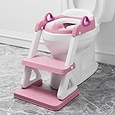 Potty Training Seat with Step Stool Ladder for Kids and Toddler,Wiifo Sturdy Potty Ladder with Soft Padded Cushion for Toddler Boys and Girls(Pink) 2025 New Version