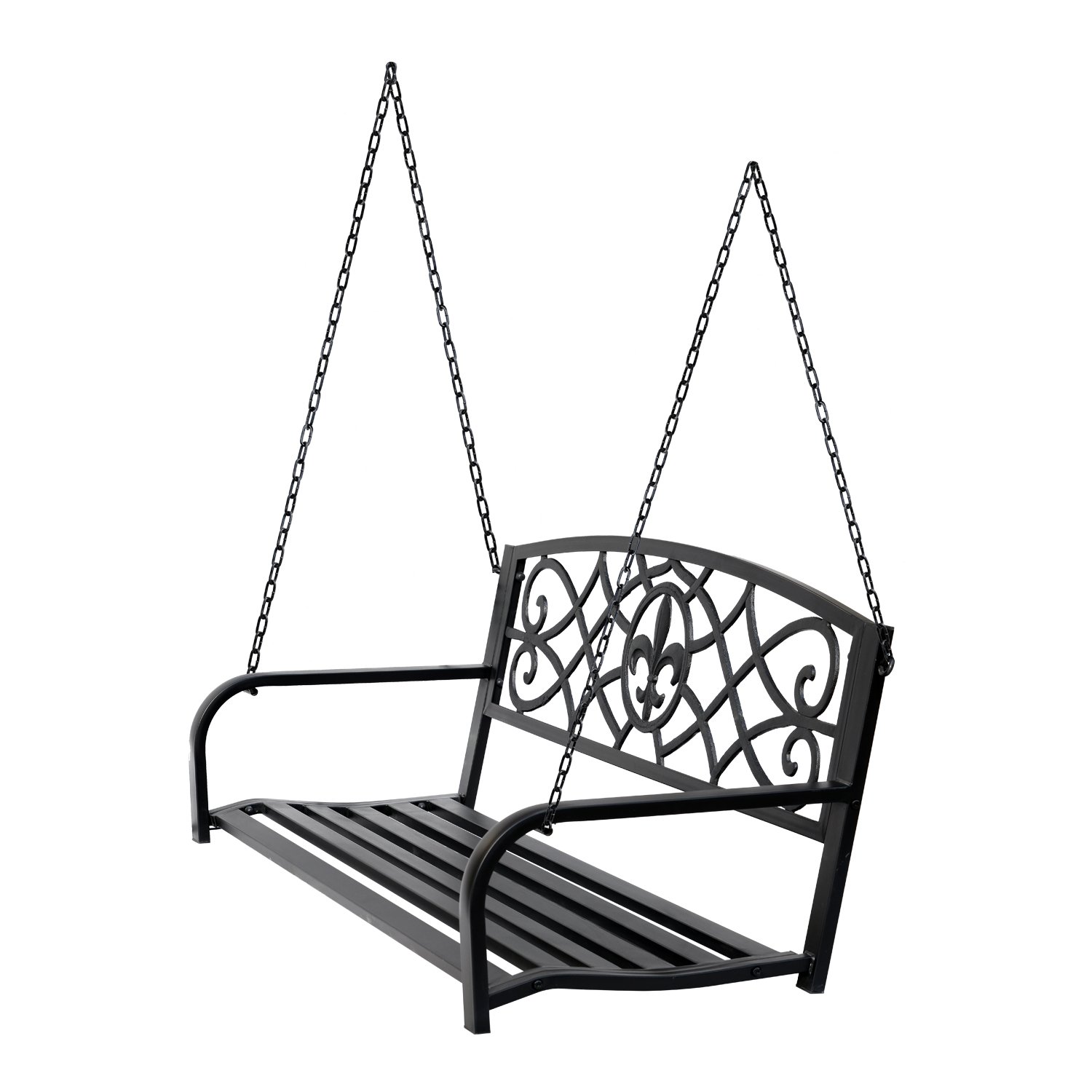 Patio Outsunny Steel FleurdeLis Design Outdoor Porch Swing Seat Bench