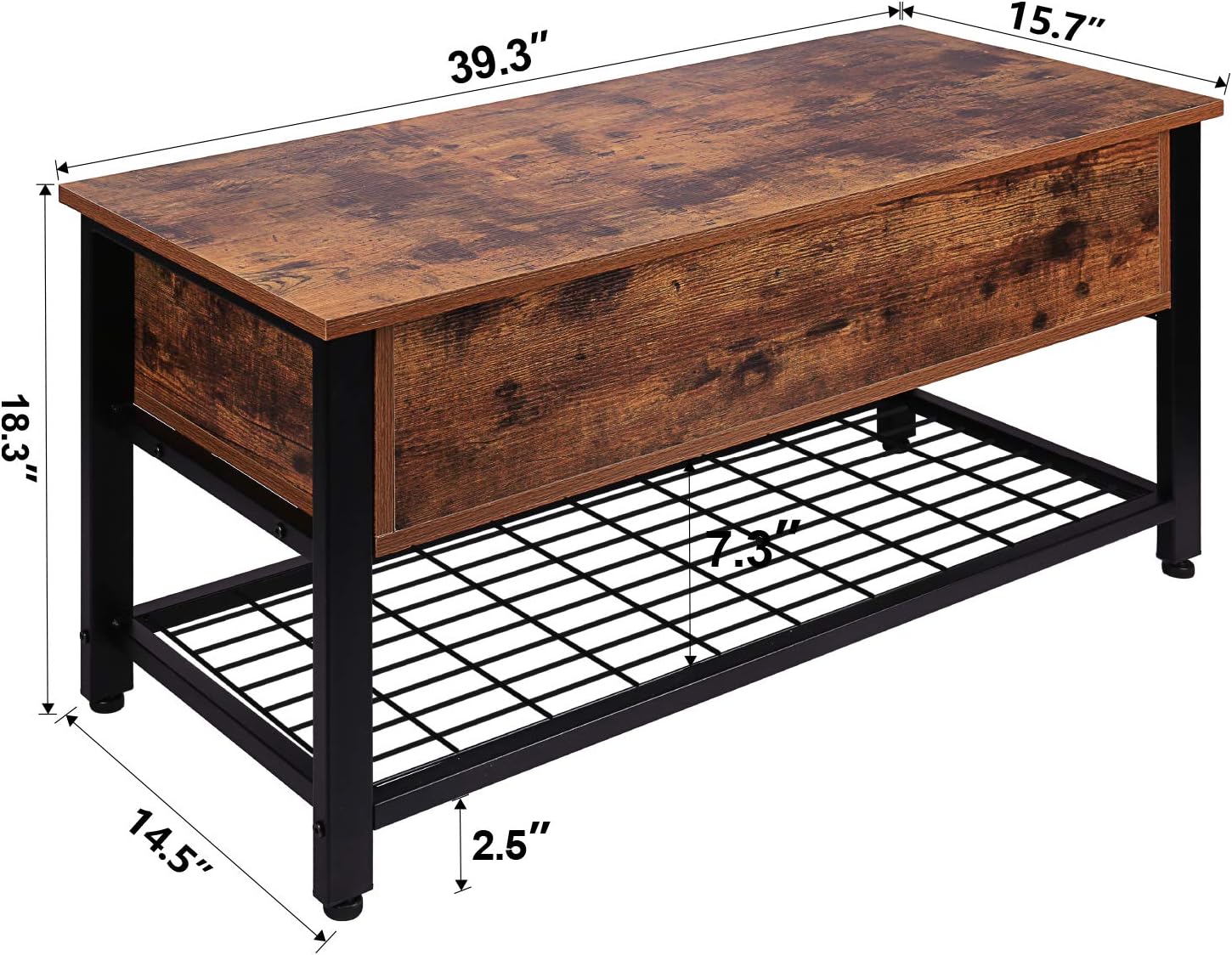 Industrial Storage Bench, Entryway Lift Top Shoe Storage Bench in Dining Room, Hallway, Living Room Metal Frame: Kitchen & Dining