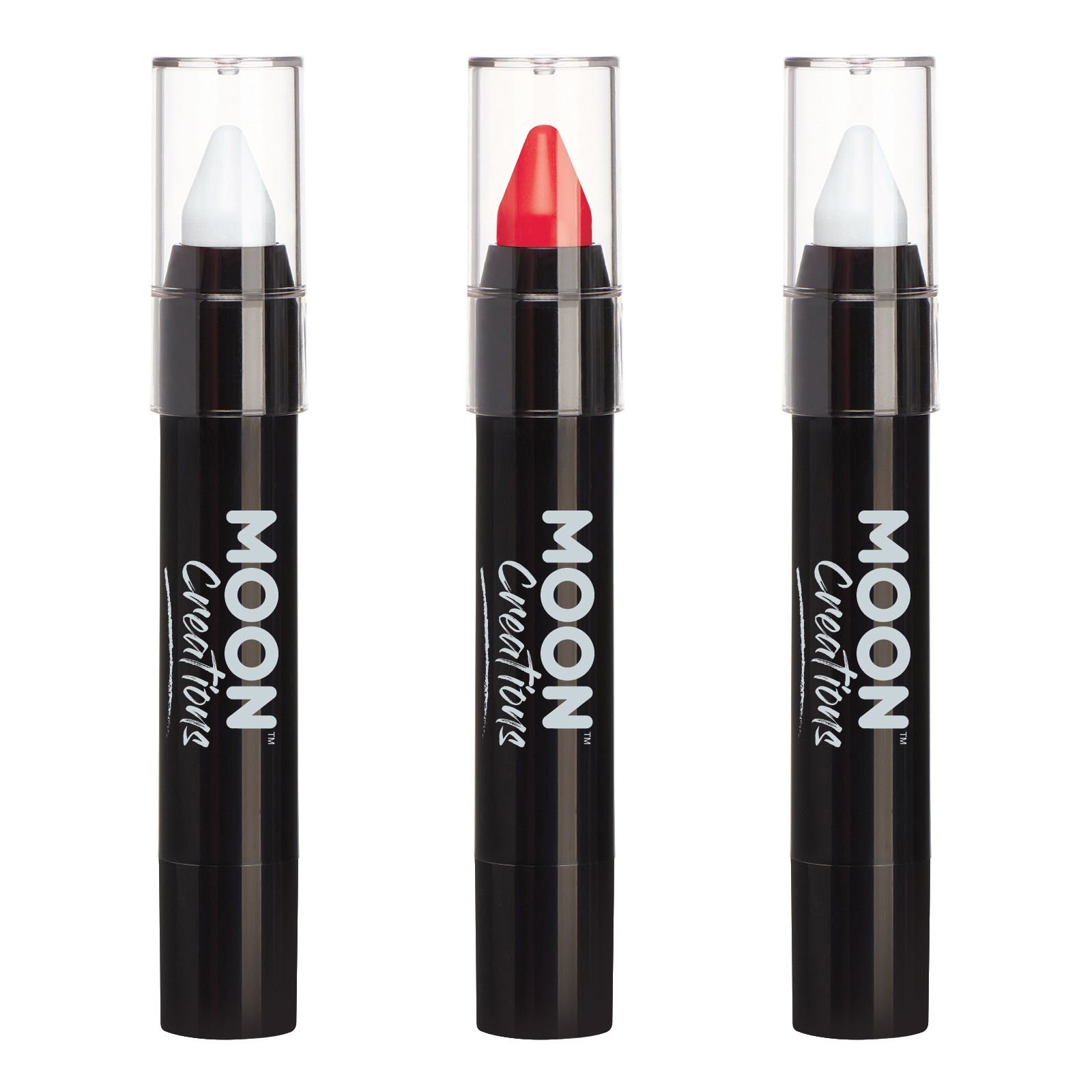Moon Creations Face Paint Stick Body Crayon Set | England Flag White Red Set | 3.2g | For Kids, Adults, Fancy Dress, Festivals, Halloween