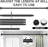 KIAMXNE Stainless Steel Extendable Shower Curtain Rod 132-195cm Black view 3