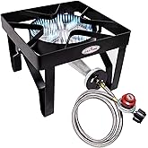 GAS ONE 200,000 BTU Square Heavy- Duty Single Burner Outdoor Stove Propane Gas Cooker with Adjustable 0-20PSI Regulator and S
