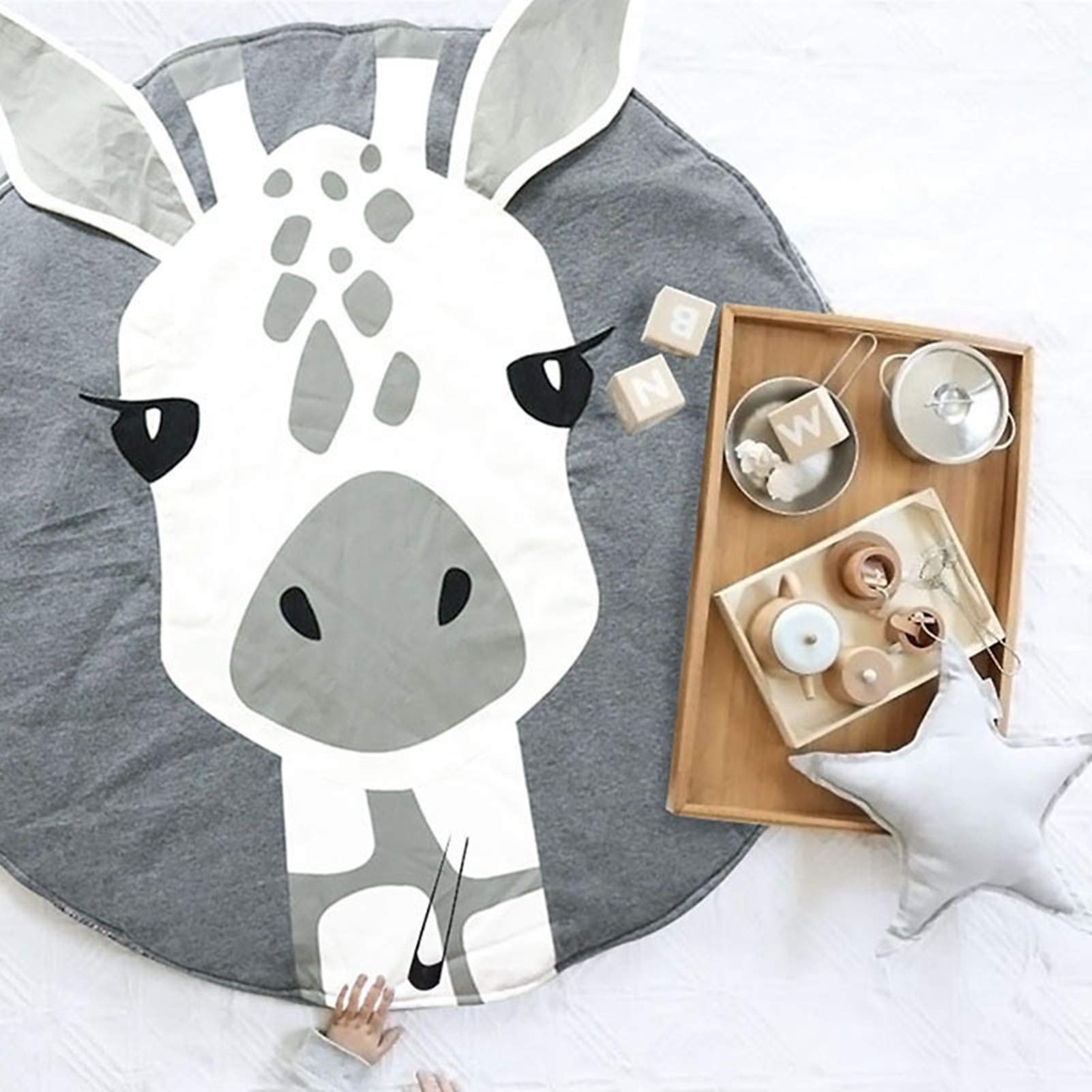 KIKOM Crawling Blanket Cartoon Animal Play Mat - Soft Cotton Sleeping Rug for Baby and Children 90 cm (Giraffe)