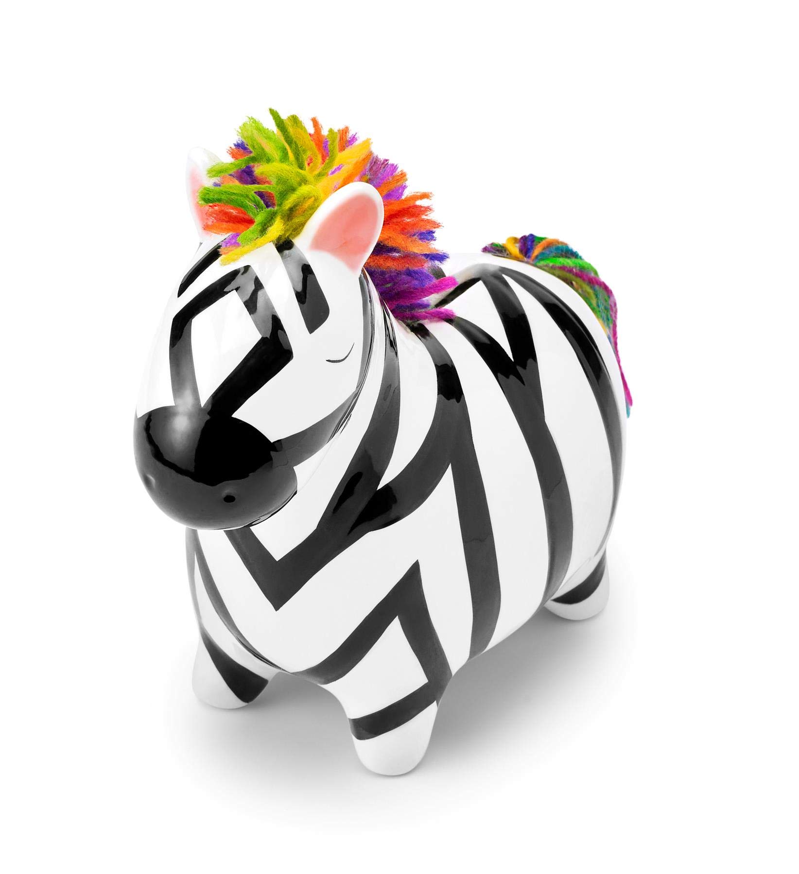 Mousehouse Gifts - Striped Zebra Money Box with Colourful Mane, Safari Animal Money Bank for Children's Savings