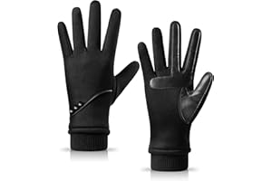 HOLDINA Winter Gloves Women with Touchscreen Fingers,Gloves for Women Water-Resistant with Anti-Slip Leather