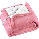 ESTINGO Heated Throw Blanket, Electric Blanket Throw Size with 4 Hours Auto Off & 5 Heating Levels, 50"x60" Electric Heated Blanket with ETL & FCC Certification for Home Office, Light Pink
