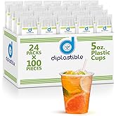 Diplastible 2400 pack 5 oz Clear Plastic Cups for Parties, Disposable Drinking Cups for Birthday Party Supplies, Office, Home, Events, Picnics and Dessert