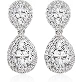 A+O Wedding Bridal Dangle Earrings or Clip on in Silver, Gold, Rose Gold