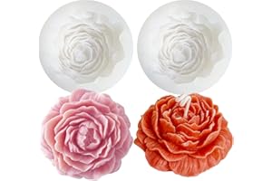 JAPLEED 2PCS Flower Mold Silicone Candle Soap Molds Bloom Flower Silicone Fondant Mold 3D Peony Cake Candy Jelly Chocolate Mold Decoration Baking Tool