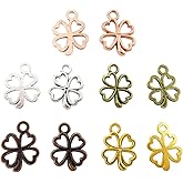 Honbay 100PCS Alloy Four Leaf Clover Shamrock Lucky Charms Pendants St Patricks Irish Metal Pendant for Necklace Bracelet Anklet Headpiece Keychain Crafting Jewelry Making (5 Color)