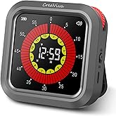 CreaViva Visual Digital Timer, Large Color Display &amp; Rechargeable, Magnetic Back &amp; Silent Mode, 12 Hours Countdown/Up Stopwatch Timer for ADHD, Kids, Classroom, Kitchen, Work Productivity (Gray)