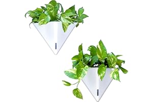LÁLÁGREEN LaLaGreen Wall Planters for Indoor Plants - 2 Pack, 12 Inch Large Self Watering White Geometric Hanging Flower Vase Vessel with Metal Hanger, Modern Stylish Wall Mounted Succulent Pot Holder Decor