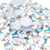 FINGERINSPIRE 30Pcs 30mm Flat Back Round Acrylic Rhinestones with Container Self-Adhesive Crystal Circle Gems Sparkling Plastic Stickers for Costume Making Cosplay Jewels Crafts (Clear AB)