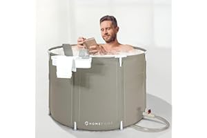 Portable Bathtub with Tray (Large) by HOMEFILOS, Ice Bath and Cold Plunge for Athletes, Japanese Soaking Hot Tub (Non Inflatable, Adult Size) for Shower Stall