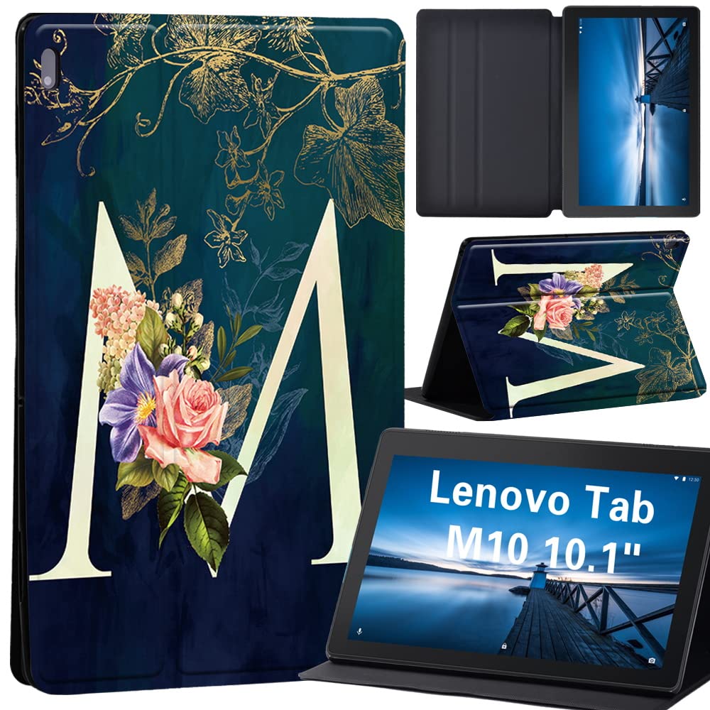 Design Case for Lenovo Tab M10 TB-X605F/ TB-X605L/ TB-X505F/ TB-X505L - Leather Tri-Fold Stand Cover Case for Lenovo Tab M10 10.1-Inch Tablet, (initial letter M)