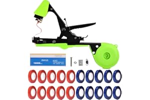 SUCA Plant Tying Machine, Plant Tape Cattle Panels for Garden,Plant Vine Tying Tool with 10000pcs Staples 21 Rolls Tape Plant Tape Gun for Grapes,Tapener (tapetool set1pcs), Green