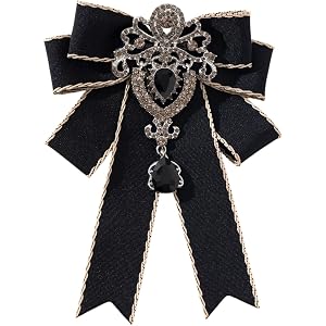 Bow Ties for Men Black Bow Tie with Crystal Rhinestone, Fashion Ties for Women Clip On Bow Tie for Men Prom Performance Schoo