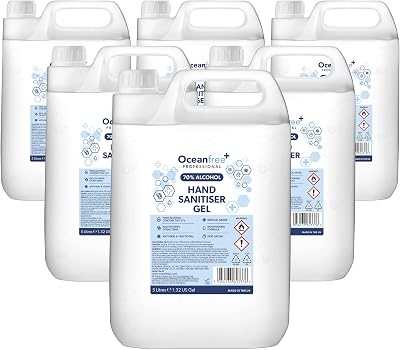 Ocean Free 70% Alcohol Hand Sanitiser Gel 6x5L UK Made Surgical Grade