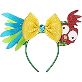 ODESABO Mouse Ears Headband,Chicken Ears with Shiny Bow,Costume Accessories for Halloween Cosplay Birthday Theme Party