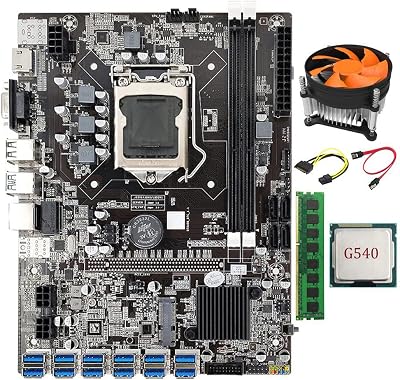 Lodokdre B75 ETH BTC Mining Motherboard 12 PCIE LGA1155 G540 CPU 4GB RAM Fan