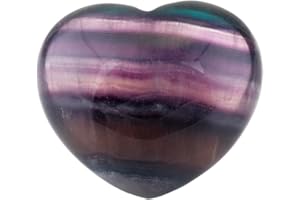 Rockcloud Healing Crystal Fluorite Heart Love Carved Palm Worry Stone Chakra Reiki Balancing