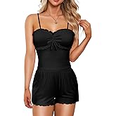 RSLOVE Womens Summer Pajamas Sets - Soft Pj Sets 2 Piece Cami Shorts Set Lingerie Sleepwear Casual Loungewear